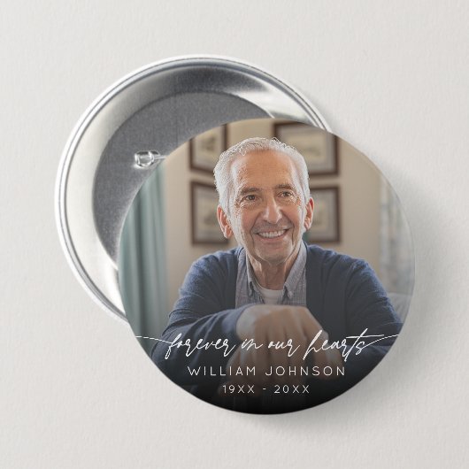 Forever In Our Hearts - Fotoscript Ronde Button 7,6 Cm (Voorkant /achterkant)