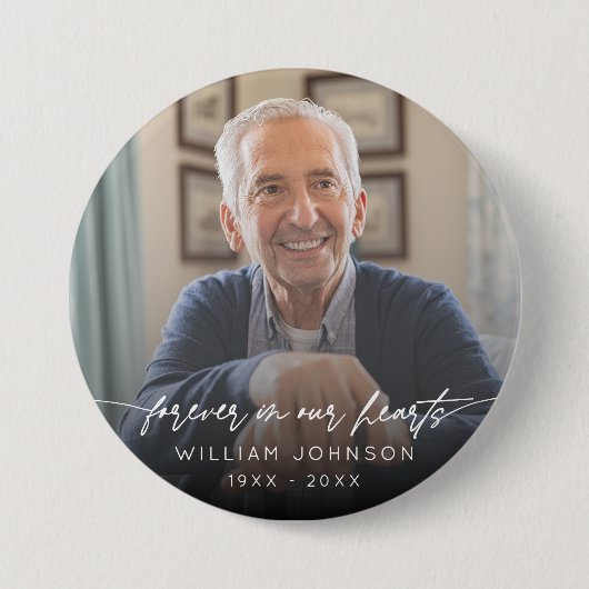 Forever In Our Hearts - Fotoscript Ronde Button 7,6 Cm (Voorkant)