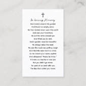 Forever In Our Hearts Funeral Prayer Photo Card Visitekaartje (Achterkant)