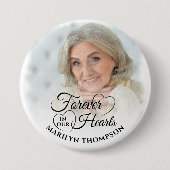 Forever In Our Hearts Gedenkfoto gepersonaliseerd Ronde Button 7,6 Cm (Voorkant)