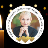 Forever in our Hearts Gold Keepsake begrafenisfoto Ronde Sticker