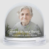 Forever In Our Hearts Kalligrafie Script 2 Foto Sneeuwbol (Achterkant)