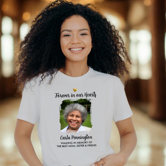 Forever in our Hearts Memorial Custom Text Photo  T-shirt
