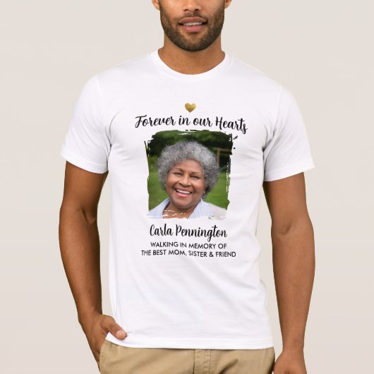 Forever in our Hearts Memorial Custom Text Photo  T-shirt (Voorkant)