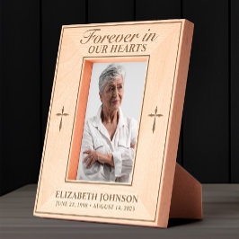 Forever in Our Hearts Memorial Foto Cross Gegraveerde Lijstjes