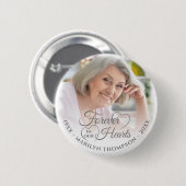 Forever In Our Hearts Memorial Fotonaam Grey Ronde Button 5,7 Cm (Voorkant /achterkant)