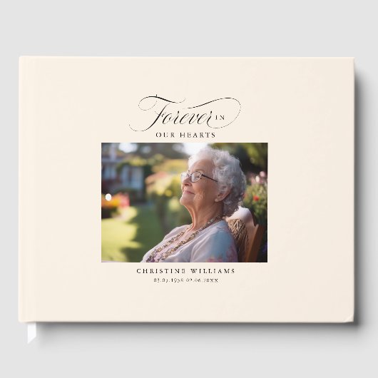 "Forever in our Hearts" Memorial, naam, foto Gastenboek (Voorkant)