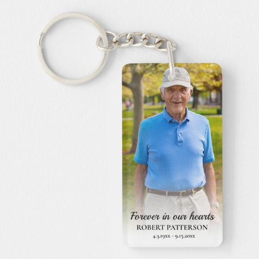 Forever in Our Hearts Memorial Photo Keepsake Sleutelhanger (Voorkant)