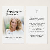 Forever in Our Hearts Memorial Prayer Cards Visitekaartje (Voorkant /achterkant)