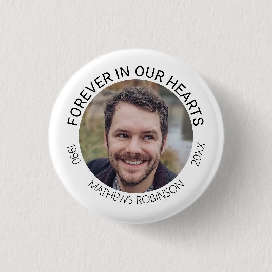 Forever in our hearts Memorial Tribute Funeral Ronde Button 3,2 Cm (Voorkant)