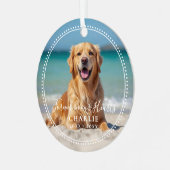 Forever in our Hearts Pet Memorial Name Photo Metalen Ornament (Voorkant links)