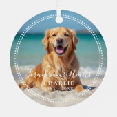 Forever in our Hearts Pet Memorial Name Photo Metalen Ornament (Achterkant)