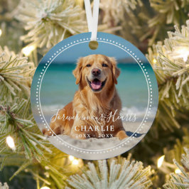 Forever in our Hearts Pet Memorial Name Photo Metalen Ornament
