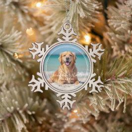 Forever in our Hearts Pet Memorial Name Photo Tin Sneeuwvlok Ornament