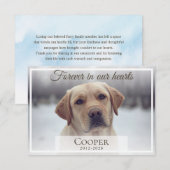 Forever in our hearts Pet memorial photo Bedankkaart (Voorkant / Achterkant)