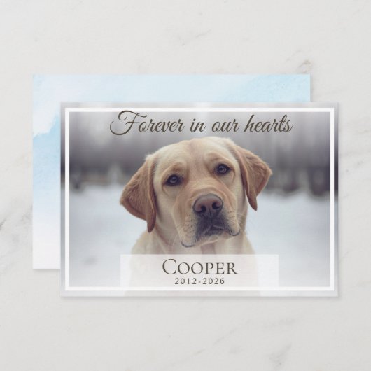 Forever in our hearts Pet memorial photo Bedankkaart (Voorkant / Achterkant)