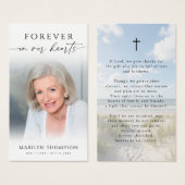 Forever in Our Hearts Photo Beach Prayer Cards Visitekaartje (Voorkant /achterkant)