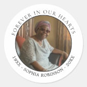 Forever In Our Hearts Photo Funeral Memorial Ronde Sticker (Voorkant)