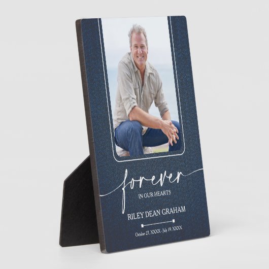 Forever in our Hearts Photo Memorial Denim Fotoplaat (Zijkant)