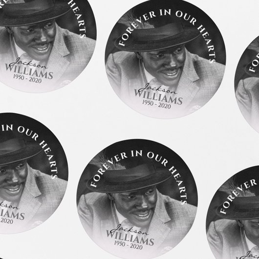 Forever In Our Hearts | Photo Memorial Funeral Ronde Sticker