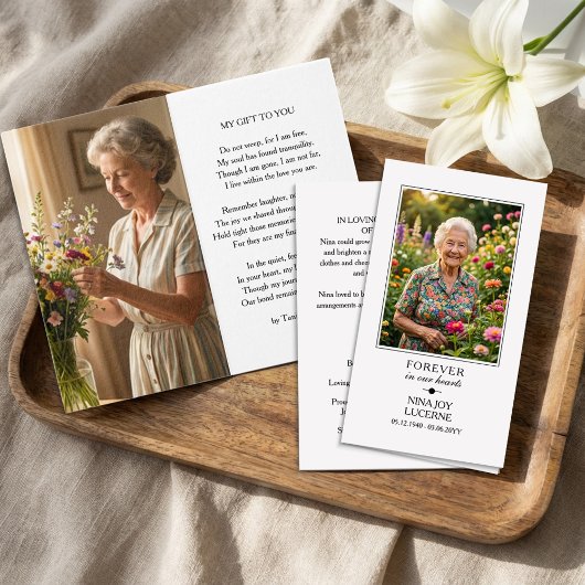 Forever in our Hearts Photo Poem Memorial Prayer Kaart