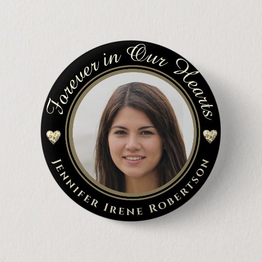 Forever in Our Hearts Photo Remembrance Ronde Button 5,7 Cm (Voorkant)