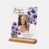 Forever In Our Hearts Photo Violets Memorial  Acryl Bord (Hoek)