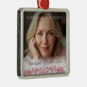 Forever In Our Hearts Pink Hydrangea Remembrance Metalen Ornament (Rechts)