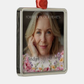 Forever In Our Hearts Pink Wildflowers Remembrance Metalen Ornament (Rechts)