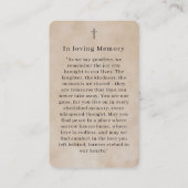 "Forever in our Hearts" Tree of Life Photo Prayer  Visitekaartje (Achterkant)