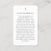 "Forever in our Hearts" Tree of Life Photo Prayer  Visitekaartje (Achterkant)