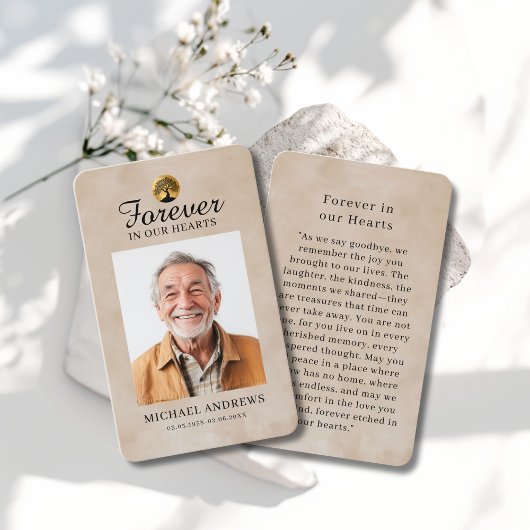 "Forever in our Hearts" Tree of Life Photo Prayer  Visitekaartje