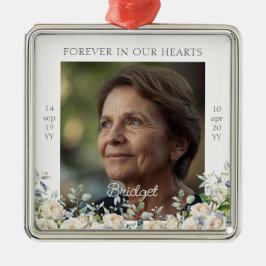 Forever In Our Hearts White Roses Remembrance Metalen Ornament