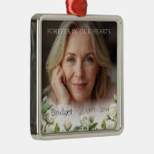 Forever In Our Hearts White Roses Remembrance Metalen Ornament (Rechts)