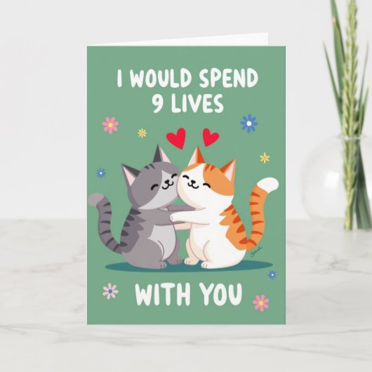 Forever Love 9 Levens Kattenkaart Kaart (Voorkant)