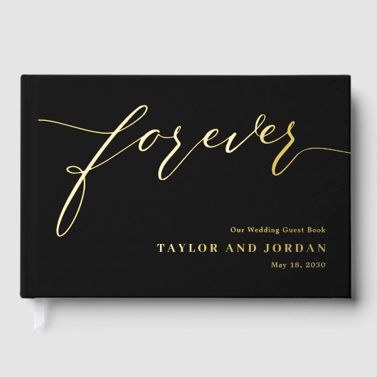 Forever Love Bewerkbare Kleur Folie Guestbook Gastenboek (Voorkant)