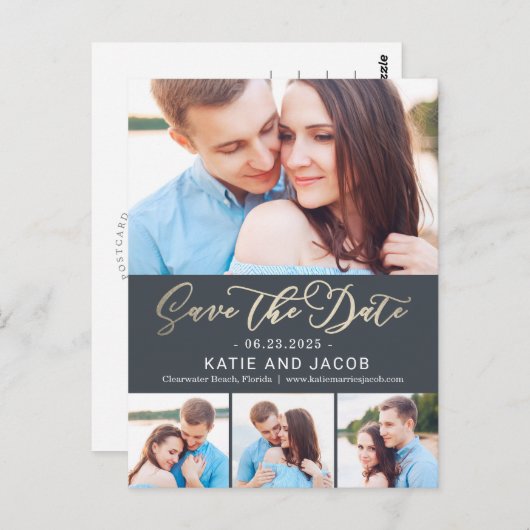 Forever Love BEWERKBARE KLEUR Save the Date Briefkaart (Voorkant / Achterkant)