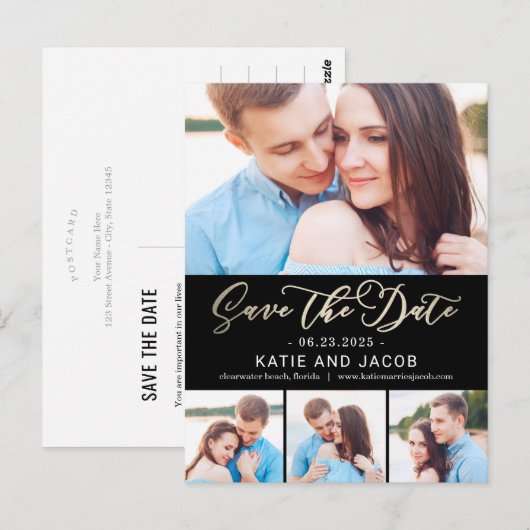Forever Love BEWERKBARE KLEUR Save the Date Briefkaart (Voorkant / Achterkant)