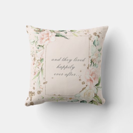 Forever Love Blush Waterverf Floral Wedding Kussen (Achterkant)