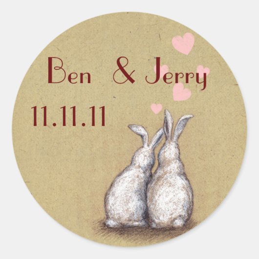 Forever Love Bunnies Custom Save The Date Sticker (Voorkant)