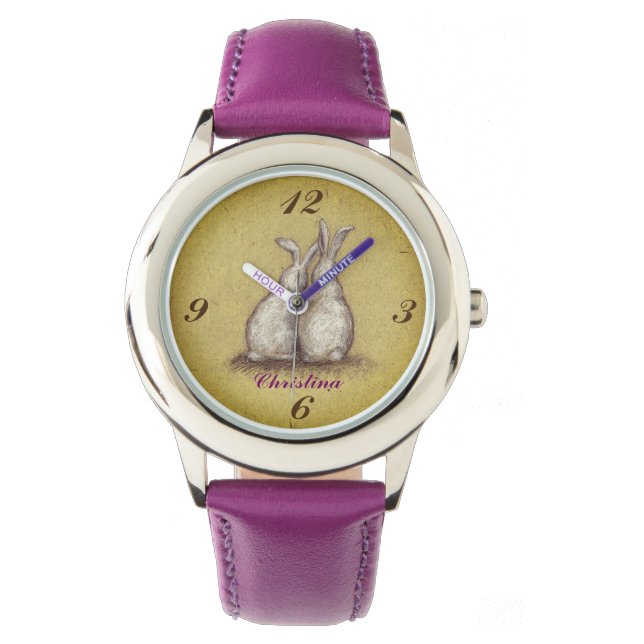 "Forever Love Bunnies" Design Custom eWatch Horloge (Voorkant)