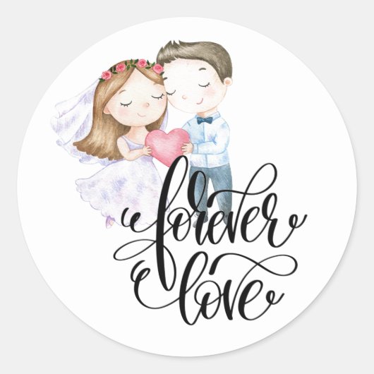 Forever Love Classic Round Sticker (Voorkant)