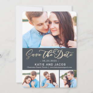 Forever Love Collage Wedding Save the Date Card Feestdagenkaart