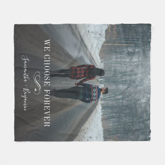 Forever Love Couple Photo Script Fleece Deken (Voorkant (Horizontaal))