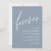 Forever Love Dusty Blue Minimalist Wedding Kaart (Voorkant)
