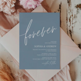 Forever Love Dusty Blue Minimalist Wedding Kaart