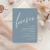 Forever Love Dusty Blue Minimalist Wedding Kaart