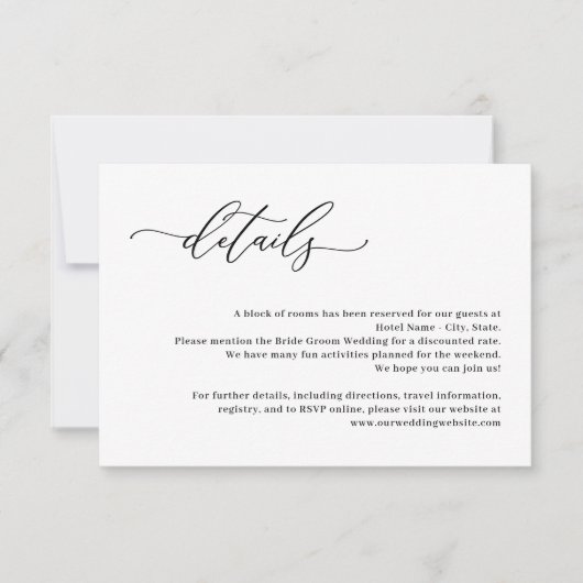 Forever Love EDITABLE COLOR Wedding Details Kaart (Voorkant)