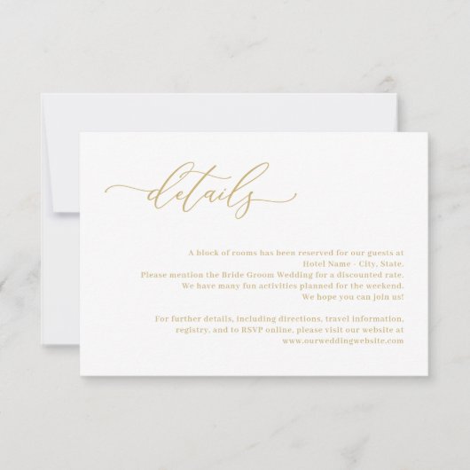 Forever Love EDITABLE COLOR Wedding Details Kaart (Voorkant)