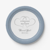 Forever Love Elegant Wedding Hearts Dusty Blue Papieren Bordje (Voorkant)